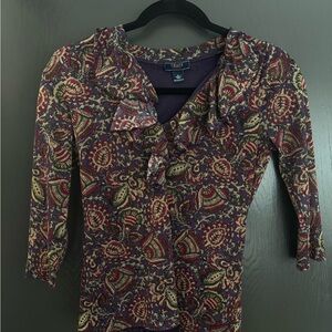 Chaps Paisley Print Women's Blouse - Purple and Red